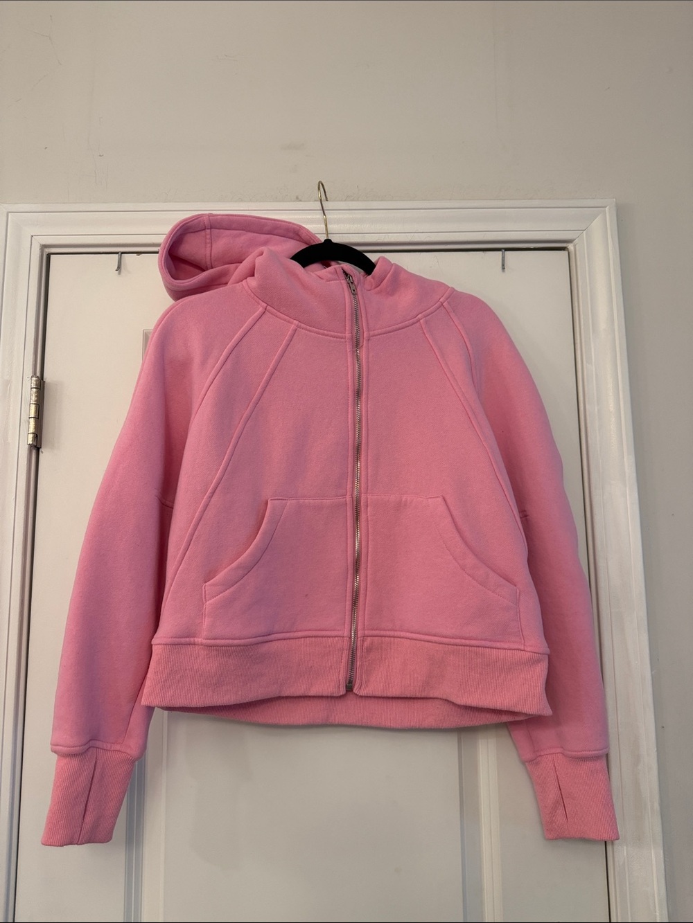 Pink Zip-Up Hooded Sweatshirt scuba look a like
